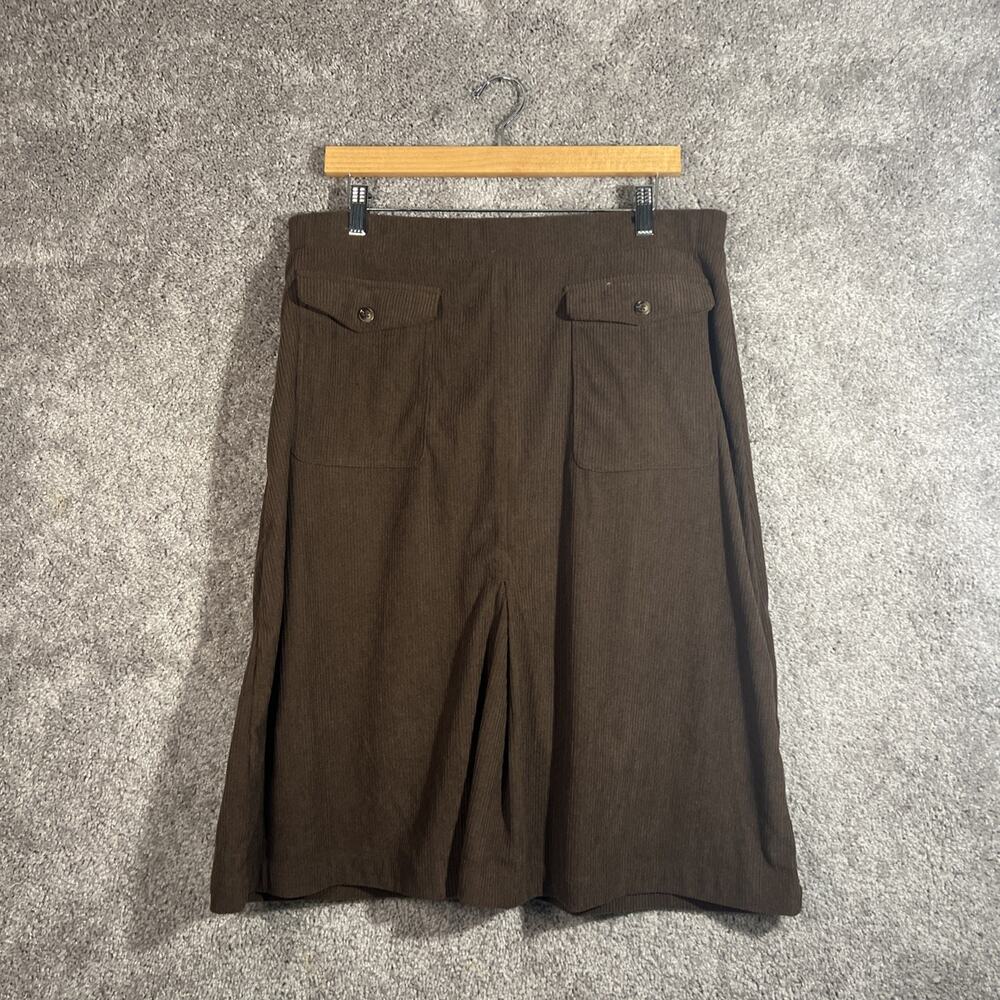Halara Corduroy Midi Skirt XL Waisted Patch Pockets Front Pleat NWOT